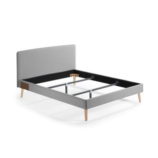 Sivi bračni krevet Kave Home Lydia, 160 x 200 cm