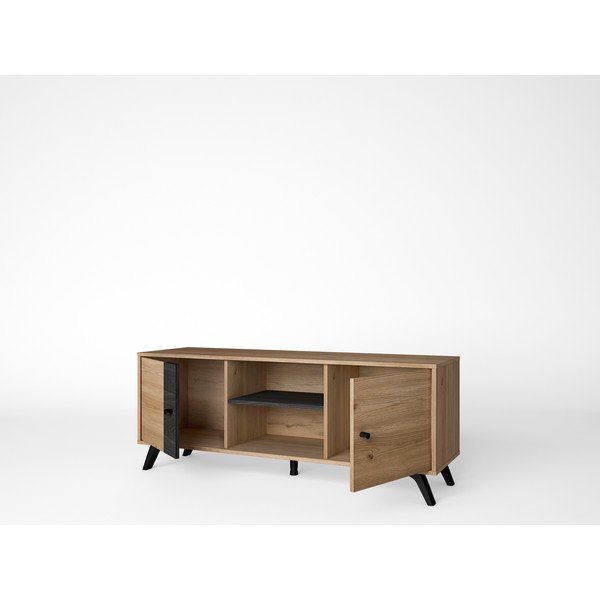 Crni TV stol u dekoru hrasta 136x53 cm Natura - Marckeric-image-1