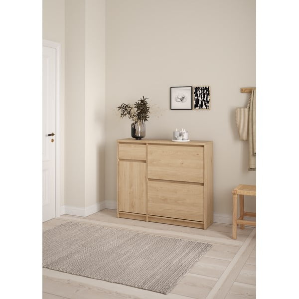 Preklopni ormarić za cipele u dekoru hrasta u prirodnoj boji 109x93x32 cm Naia – Tvilum-image-2