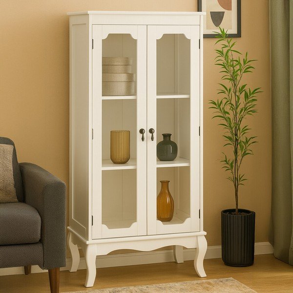 Bijela vitrina 58x131x32 cm Marcella – Premier Housewares-image-1
