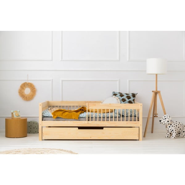 Dječji krevet s dodatnim ležajem s prostorom za odlaganje s podnicom 140x200 cm u prirodnoj boji CPW – Adeko