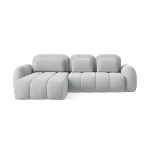 Svijetlo siva sklopiva/s prostorom za pohranu kutna garnitura od bouclé tkanine (s lijevim kutom/s ležaljkom) Pele – Makamii