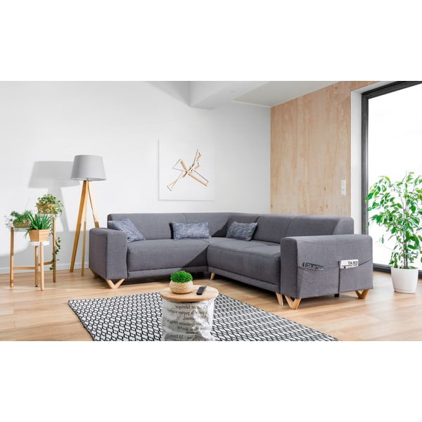 Siva sklopiva/s prostorom za odlaganje kutna garnitura (s lijevim kutom/u obliku slova L) Classy Sophie – Miuform-image-3