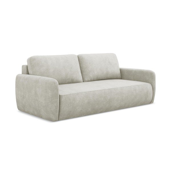 Krem sklopiva/s prostorom za pohranu sofa od šenila 218 cm Lilo – Makamii-image-1