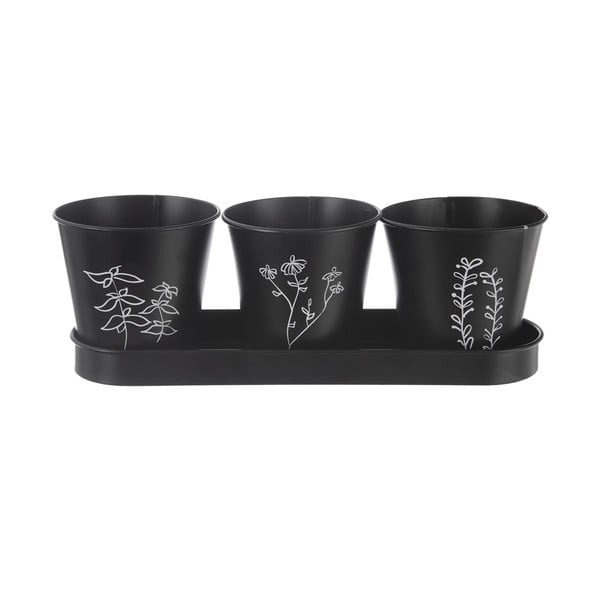 Metalne posude za cvijeće u setu 3 kom za bilje ø 11 cm Black – Orion
