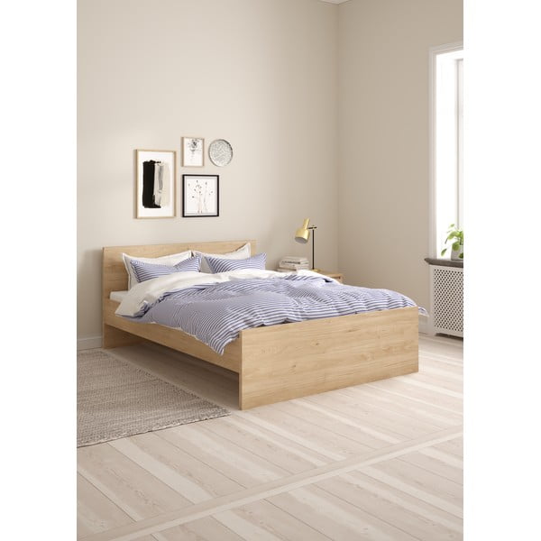 Bračni krevet u dekoru hrasta bez podnice 140x200 cm u prirodnoj boji Naia – Tvilum-image-1