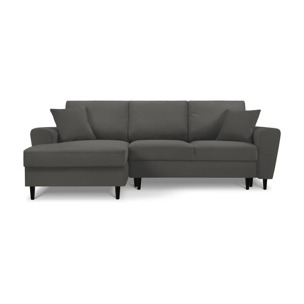 Tamno siva sklopiva/s prostorom za odlaganje kutna garnitura od samta (s lijevim kutom/s ležaljkom) Kyoto – Cosmopolitan Design