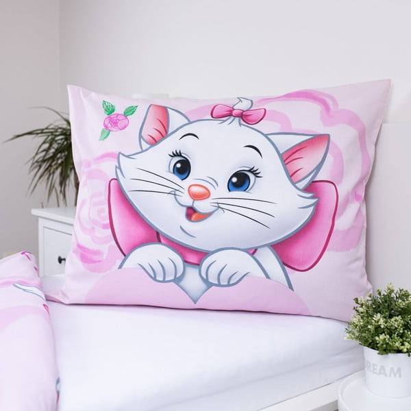 Ružičasta pamučna dječja posteljina za krevet za jednu osobu 140x200 cm Marie Cat "Pink" – Jerry Fabrics-image-3