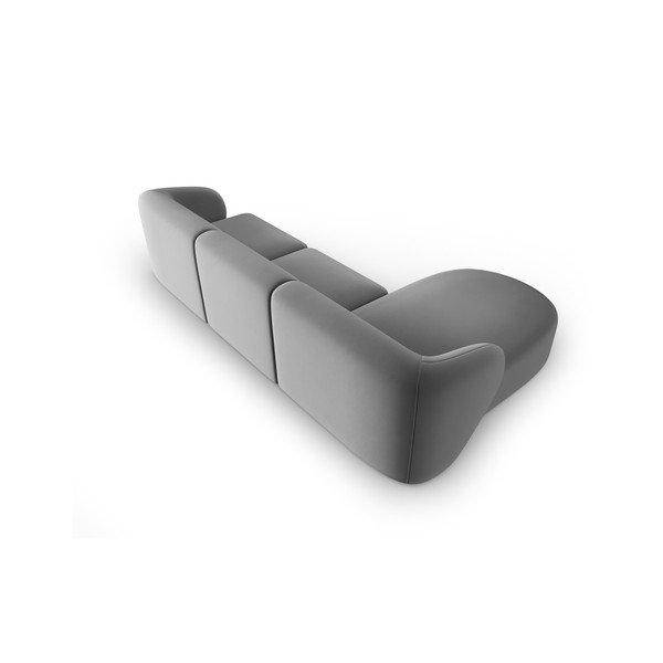 Siva baršunasti kutna garnitura (s lijevim kutom/s ležaljkom) Paolo – Milo Casa-image-3