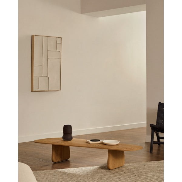 Stolić za kavu od punog hrasta u prirodnoj boji 64x146 cm Pirita – Kave Home-image-2