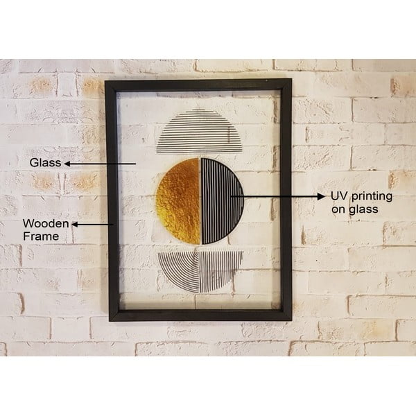 Staklena slika u crnom okviru Vavien Artwork Shapes II., 32 x 42 cm-image-2