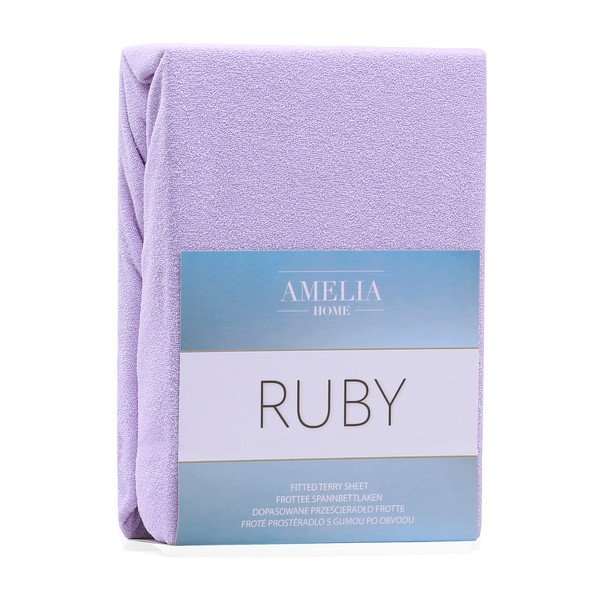 Svjetloljubičasta plahta s gumicom s visokim udjelom pamuka AmeliaHome Ruby, 100/120 x 200 cm-image-1