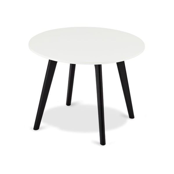 Crno-bijeli stolić za kavu sa nogama od hrastovog drveta Furnhouse Life, ø 60 cm