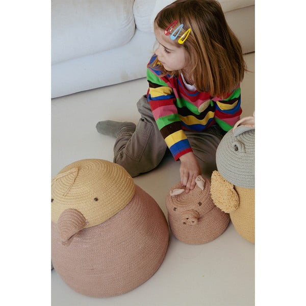 Svijetlo ružičasta tekstilna dječja kutija za pohranu ø 17x15 cm Mini Peggy the Pig – Lorena Canals-image-4