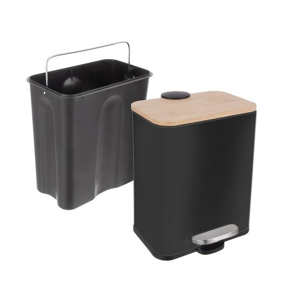 Crna kanta za smeće od nehrđajućeg čelika s pedalom 5 l Black – Orion-image-4