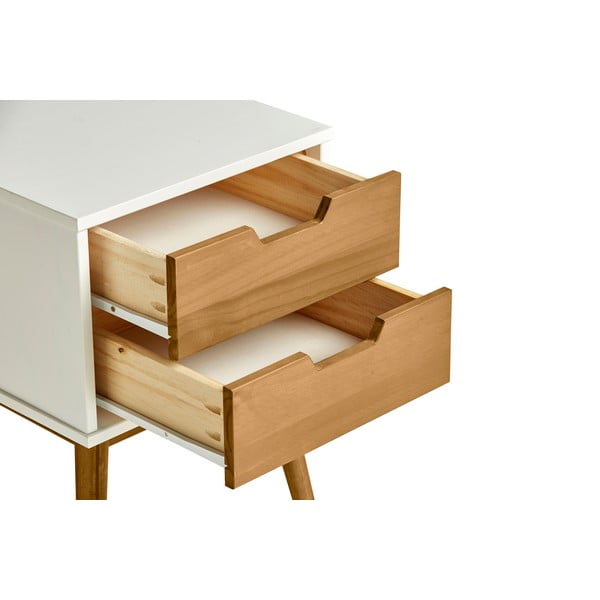 Bijelo-smeđi noćni ormarić od punog borovog drveta Marckeric Baku-image-4