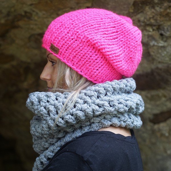 Ručno pletena kapa DOKE Pink Beanie-image-3