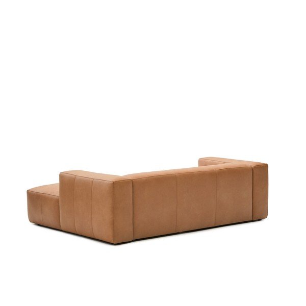Smeđa kožna kutna garnitura (s desnim kutom/s ležaljkom) Blok – Kave Home-image-4