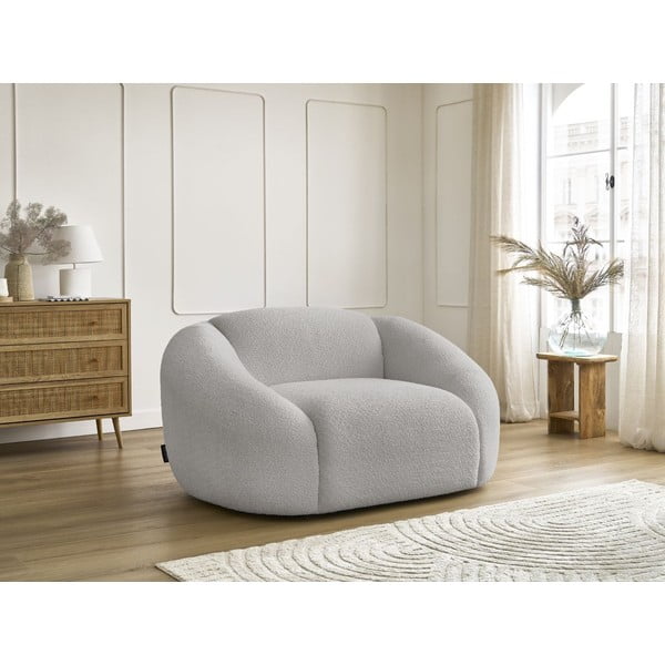 Svijetlo siva fotelja od bouclé tkanine Tina – Bobochic Paris-image-4
