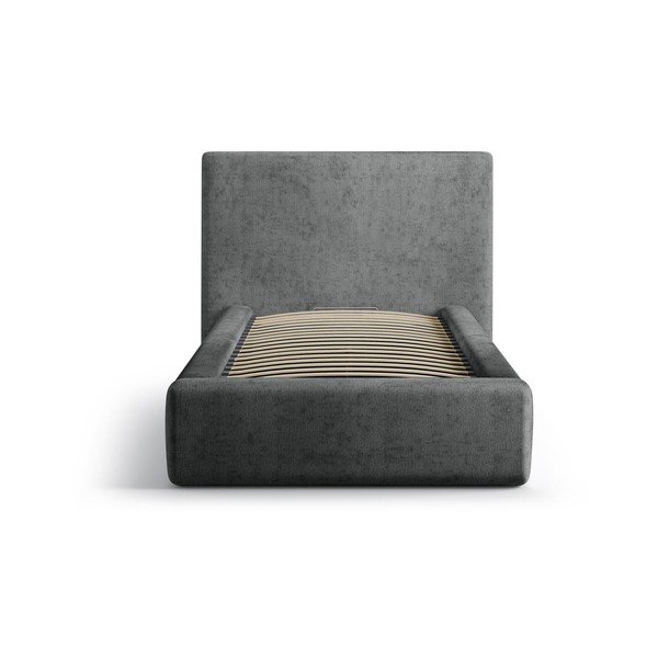 Tamno sivi tapecirani krevet s prostorom za odlaganje s podnicom 90x200 cm Amy – Micadoni -image-3