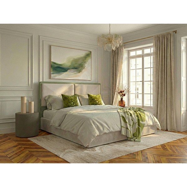 Bež podstavljeni bračni krevet s prostorom za odlaganje s podnicom 180x200 cm Mara – Bobochic Paris-image-1