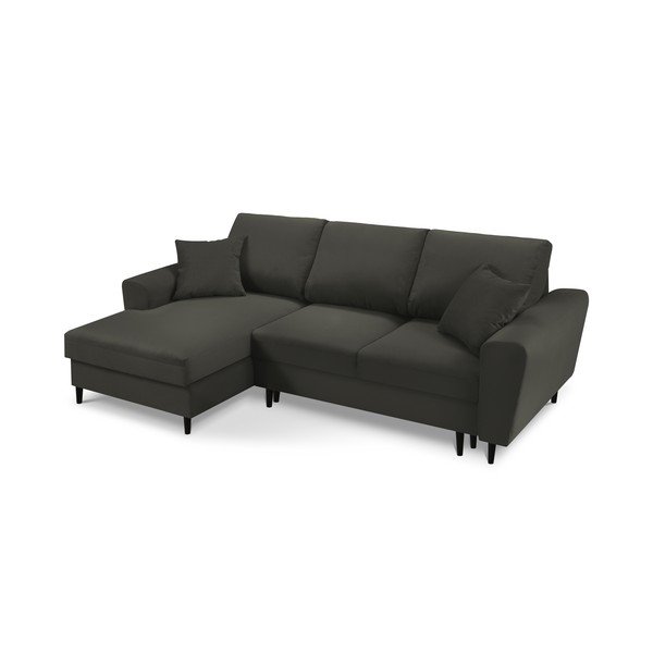 Crna kutna sofa od samta Kooko Home Jazz, lijevi kut-image-3