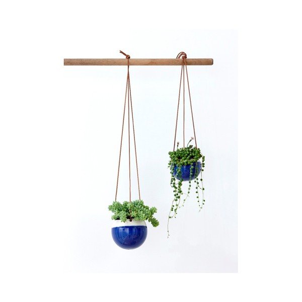 Plava viseća saksija s Ladelle kožnom zavjesom, ⌀ 10,8 cm-image-1