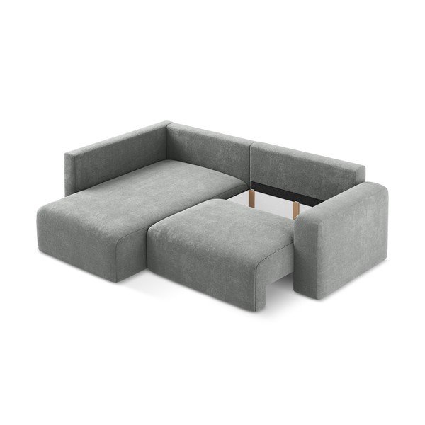 Siva sklopiva/s prostorom za odlaganje kutna garnitura od šenila (s lijevim kutom/u obliku slova L) Kona – Makamii-image-4