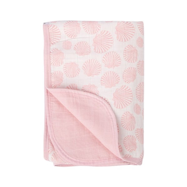 Ružičasta pamučna deka za bebe 120x120 cm Seashell – Mijolnir
