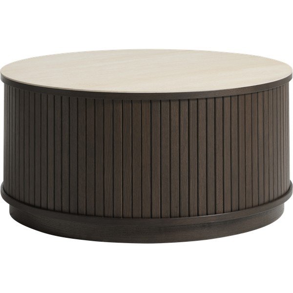 Okrugao stolić za kavu s keramičkom daskom u tamnoj prirodnoj boji ø 85 cm Enna – Unique Furniture-image-4