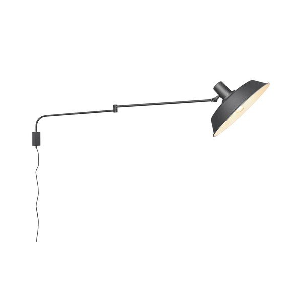 Mat crna zidna lampa sa savitljivom konstrukcijom s utikačem ø 35,5 cm Bolder – Trio-image-4