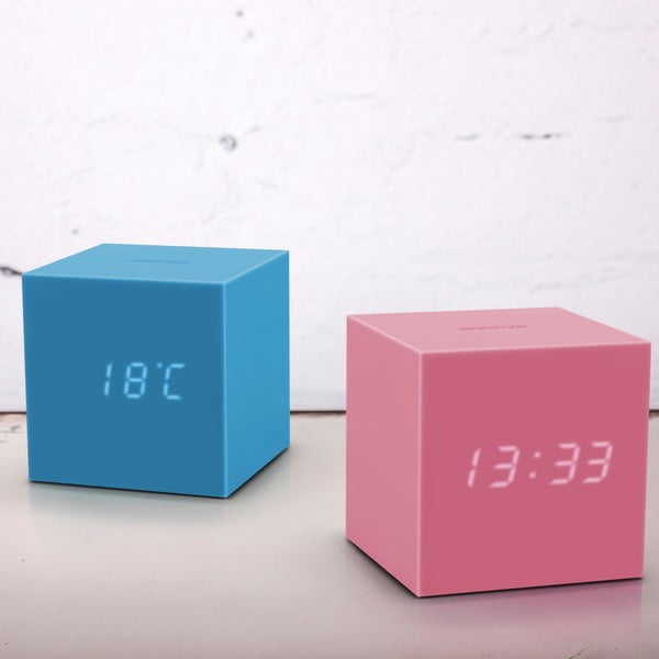 Ružičasta LED budilica Gingko Gravity Cube-image-1