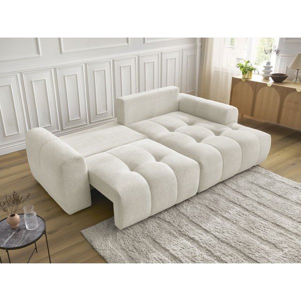 Bijela sklopiva/s prostorom za odlaganje kutna garnitura od šenila (s desnim kutom/s ležaljkom) Roxelane – Bobochic Paris-image-4