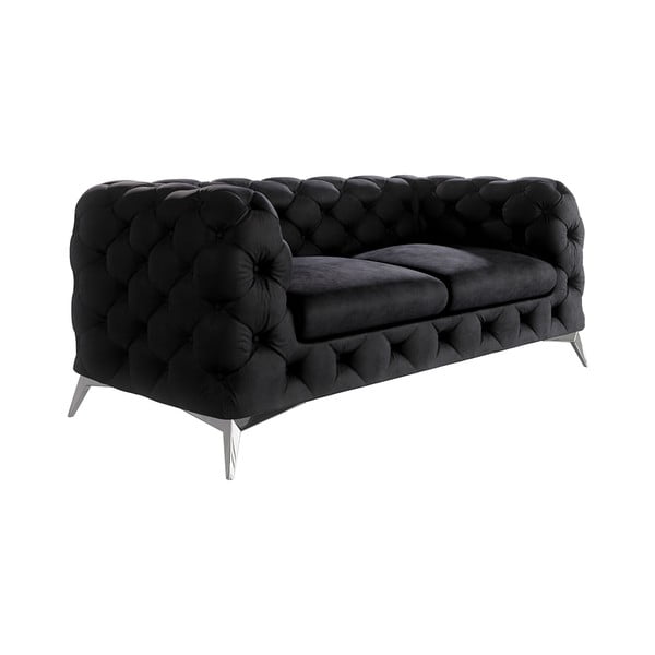 Crna baršunasti sofa 185 cm Chelsea – Ropez-image-1