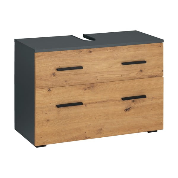 Ormarić za ispod umivaonika u dekoru hrasta u prirodnoj boji 55x35 cm Malika – Støraa-image-1