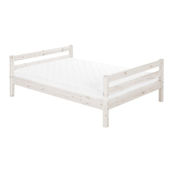 Bijeli dječji krevet za dvoje od borovine Flexa Classic, 140 x 200 cm