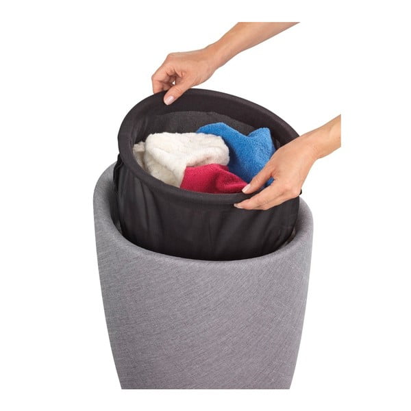Svijetlosiva košara za rublje i stolica 2u1 Wenkoo Linen Look, 20 l-image-3