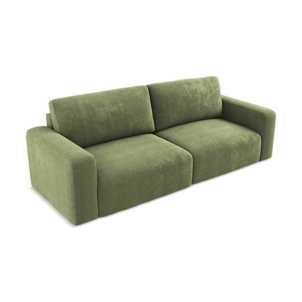 Zelena sklopiva/s prostorom za odlaganje sofa od šenila 252 cm Kona – Makamii-image-3