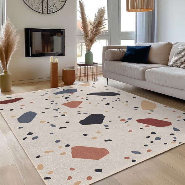 Krem periv tepih 160x230 cm Cracked Terrazzo – Mila Home-image-3
