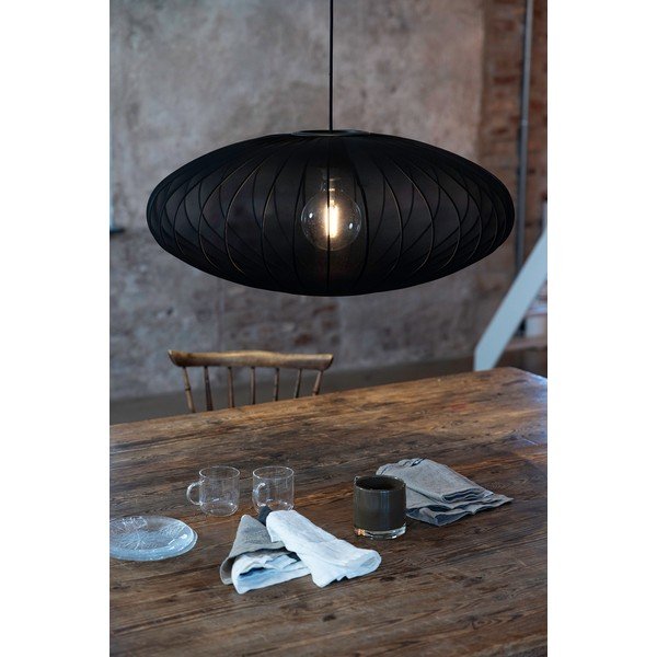 Crna viseća svjetiljka s tekstilnim sjenilom ø 75 cm Florence – Markslöjd-image-1