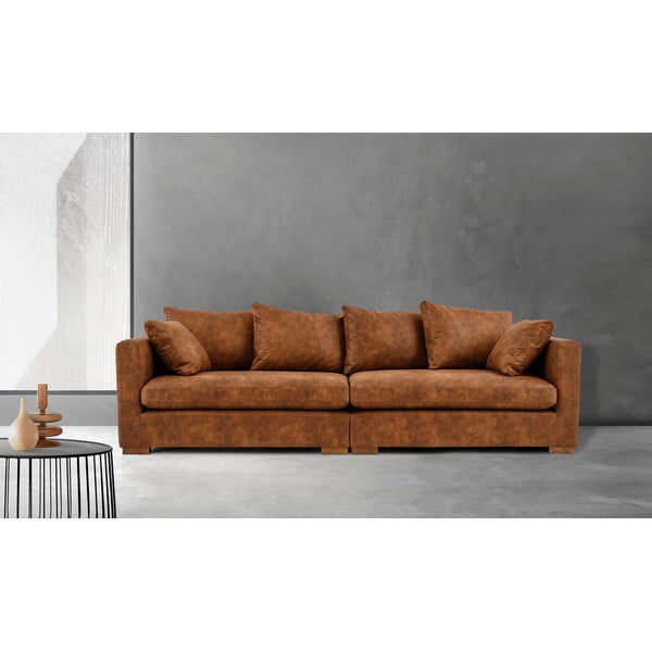 Konjak smeđa sofa od imitacije kože 266 cm Hamburg – Scandic-image-1