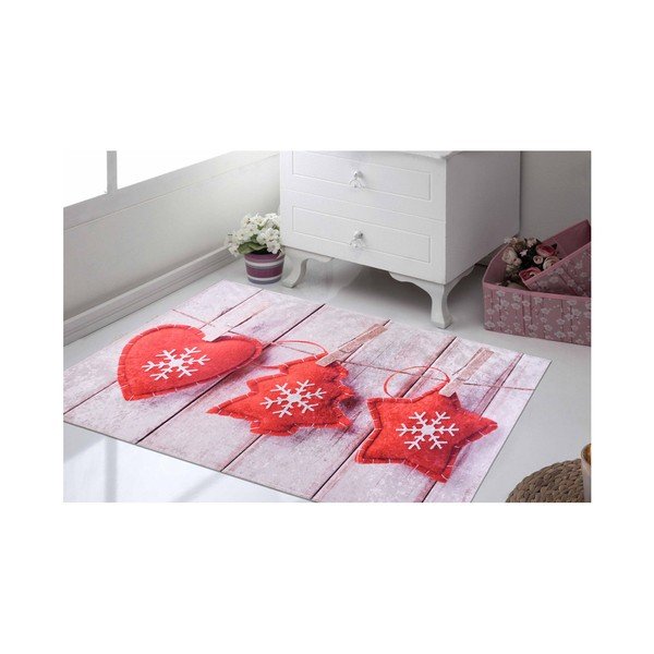 Bijelo-crveni tepih Vitaus Three Decorations, 120 x 160 cm