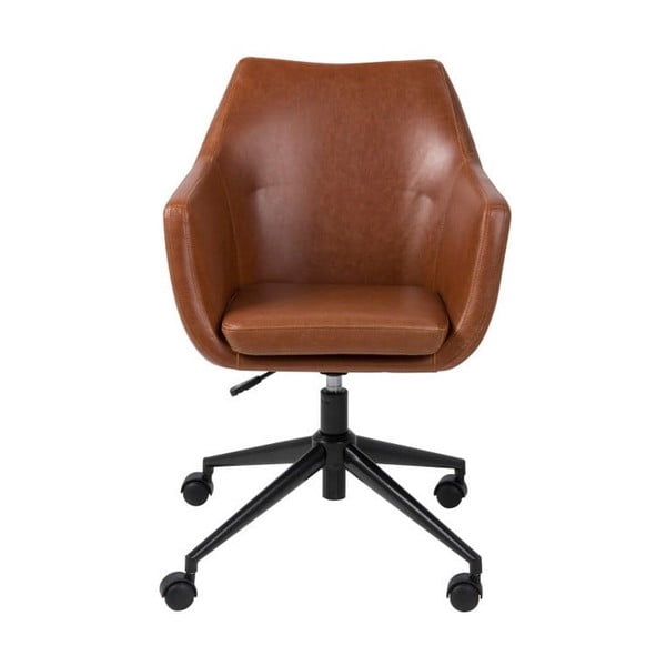 Smeđa uredska stolica od umjetne kože s kotačima Actona Nora-image-1