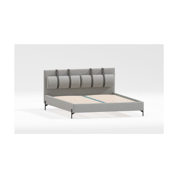 Svijetlo sivi tapecirani bračni krevet s podnicom 160x200 cm Tulsa – Ropez