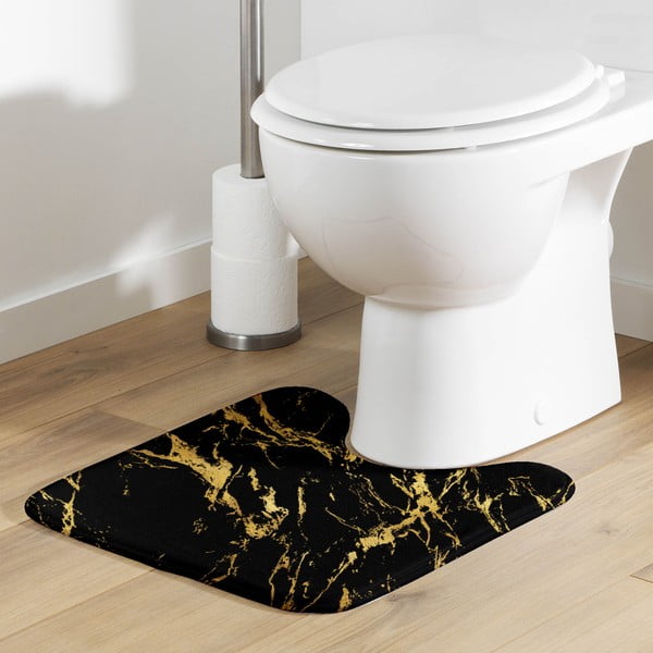 Crna/u zlatnoj boji kupaonska prostirka 45x45 cm Aquamarbre – douceur d'intérieur-image-1