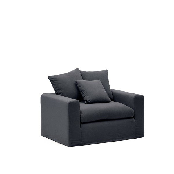 Antracitno siva lanena fotelja Nora – Kave Home