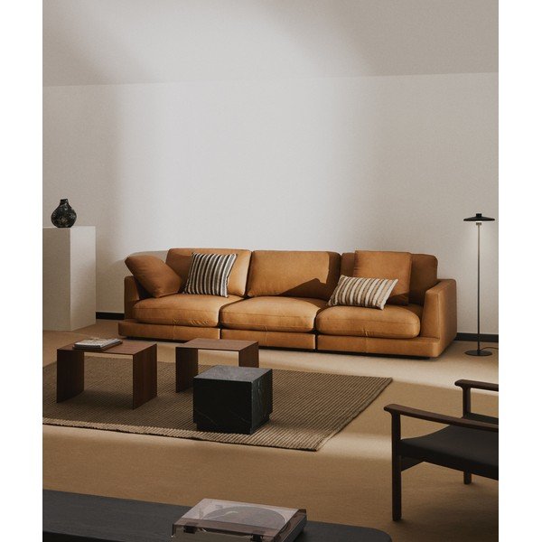 Smeđa kožna sofa 300 cm Gala – Kave Home-image-1