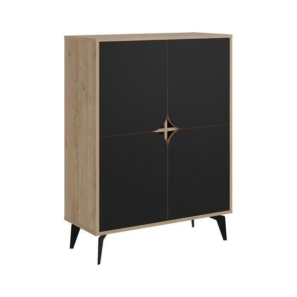 Crni/u prirodnoj boji ormarić u dekoru hrasta 90x120 cm Nola – Marckeric-image-2