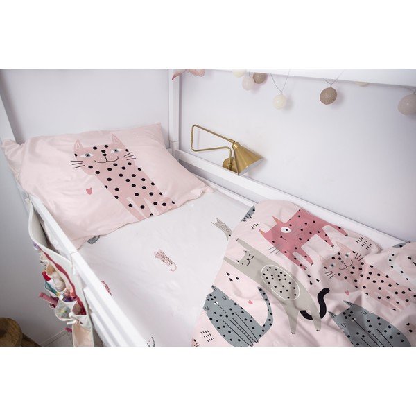 Rastezljiva dječja plahta od pamučnog satena 200x90 cm Meow Meow - Butter Kings-image-1