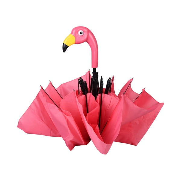 Ružičasti sklopivi kišobran Esschert Design Flamingo, ⌀ 96,5 cm